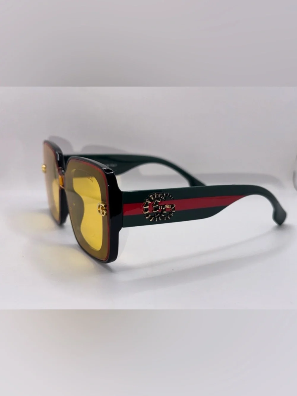 Gucci Women's Square Sunglasses in Brown Frame with Yellow Lenses - Picture 3 of 3